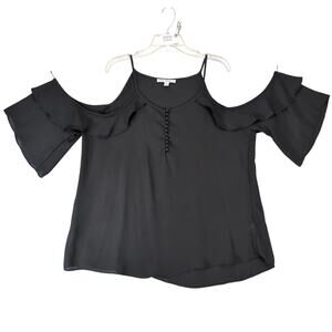 Say What? Black Sheer Off-Shoulder Cami Top Women's Plus 1X Whimsigoth Babydoll